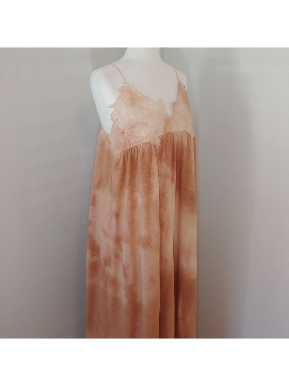 ZARA Maxi Summer Tie Dye Strap Dress Tan and Peach Women's Medium, NWT - Picture 3 of 17